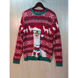 33 Degrees Llama Mutli-color Ugly Christmas Sweater Men's Size Medium Sunglasses